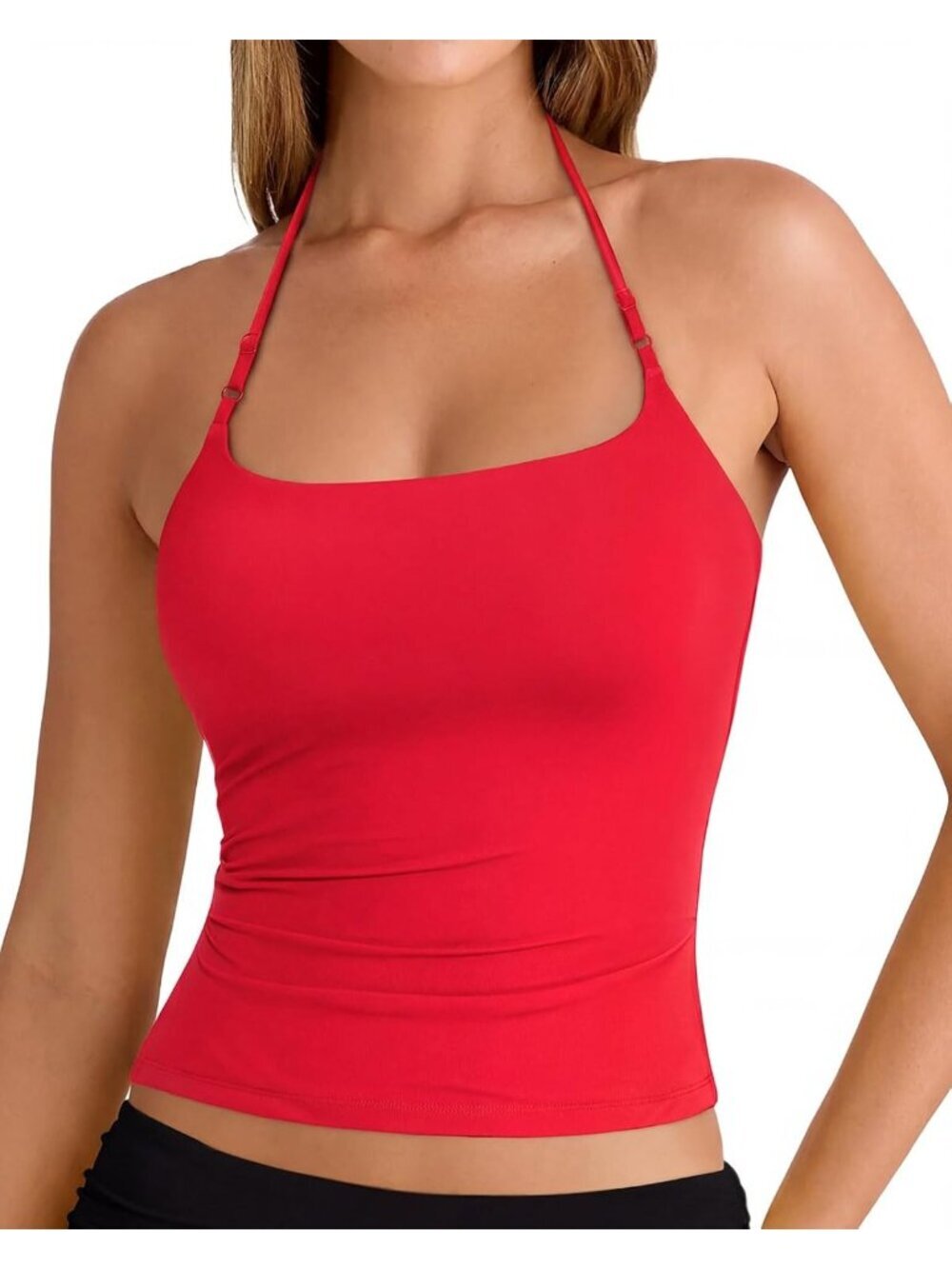 Women's Dream Red Sleeveless Backless Double Lined Pull On Imported Tank Top